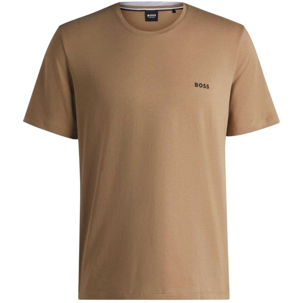 Boss Mens Mixmatch Crew Neck Short-Sleeved T-Shirt / Beige